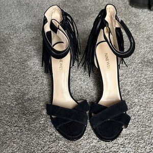 Nine West Black Fringe Heels